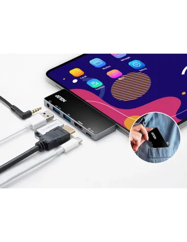 ATEN Docking station de viaje USB-C con pasarela de alimentación