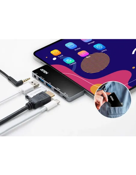 ATEN Docking station de viaje USB-C con pasarela de alimentación