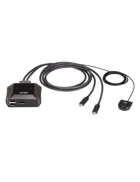 ATEN Switch KVM DisplayPort 4K USB-C de 2 puertos con selector de puertos remoto