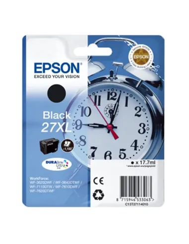 Epson Alarm clock Singlepack Black 27XL DURABrite Ultra Ink