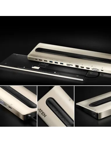 ATEN Docking station USB-C multipuerto con power pass-through