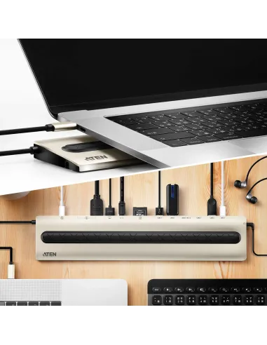 ATEN Docking station USB-C multipuerto con power pass-through