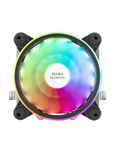 Mars Gaming MCPU220, Disipador CPU Negro, TDP 140W, Dual ARGB, Silencioso PWM 2