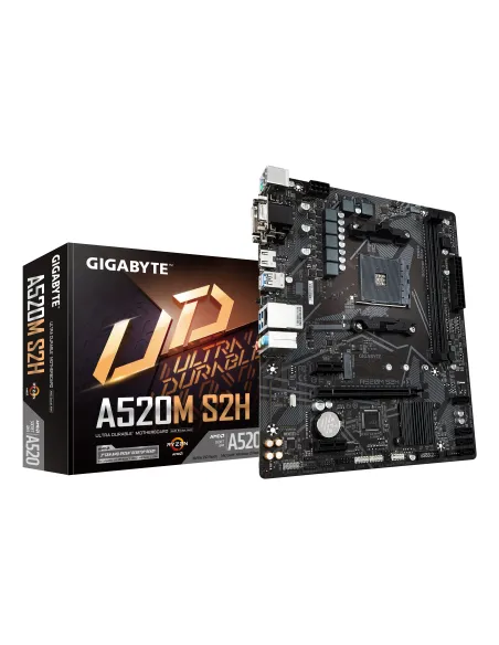 GIGABYTE Placa base A520M S2H - Soporta CPUs AMD Ryzen serie 5000 AM4, VRM digital puro de 4+3 fases, hasta 5100MHz DDR4 (OC),