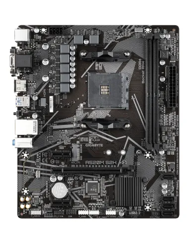 GIGABYTE Placa base A520M S2H - Soporta CPUs AMD Ryzen serie 5000 AM4, VRM digital puro de 4+3 fases, hasta 5100MHz DDR4 (OC),