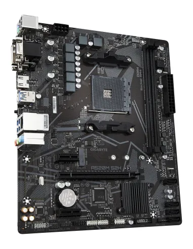 GIGABYTE Placa base A520M S2H - Soporta CPUs AMD Ryzen serie 5000 AM4, VRM digital puro de 4+3 fases, hasta 5100MHz DDR4 (OC),