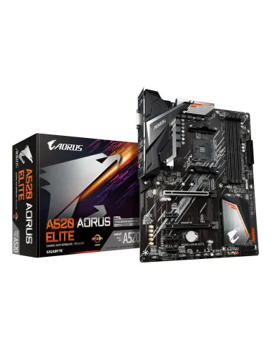GIGABYTE Placa base A520 AORUS ELITE - Compatible con procesadores AMD Ryzen serie 5000 AM4, VRM digital puro de 5+3 fases,