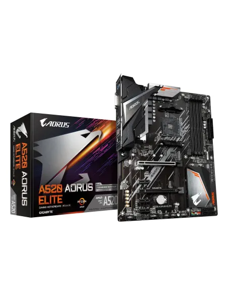 GIGABYTE Placa base A520 AORUS ELITE - Compatible con procesadores AMD Ryzen serie 5000 AM4, VRM digital puro de 5+3 fases,