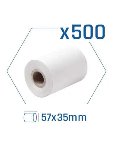 Pack 500 rollos papel térmico datáfono 57x35 mm