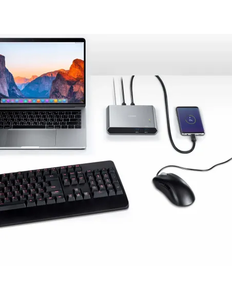 ATEN Docking switch de periféricos USB-C Gen1 de 2 puertos con power pass-through