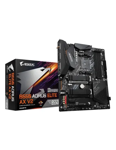 GIGABYTE B550 AORUS ELITE AX V2 Placa base - Procesadores AMD Ryzen 5000, VRM de 12+2 fases, hasta 4733 MHz DDR4, 1xPCIe 4.0 +