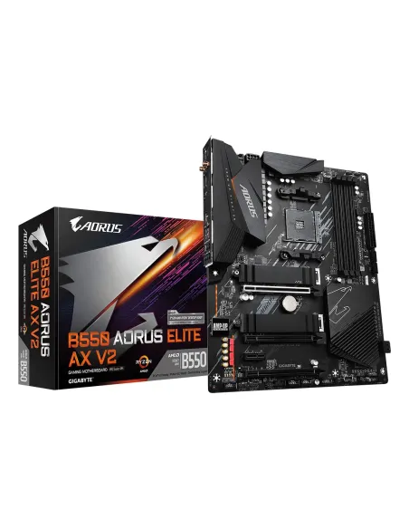 GIGABYTE B550 AORUS ELITE AX V2 Placa base - Procesadores AMD Ryzen 5000, VRM de 12+2 fases, hasta 4733 MHz DDR4, 1xPCIe 4.0 +