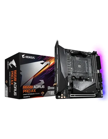 GIGABYTE B550I AORUS PRO AX Placa base - Procesadores AMD Ryzen 5000, VRM de 8 fases, hasta 5300 MHz DDR4, 1xPCIe 4.0 + 1xPCIe