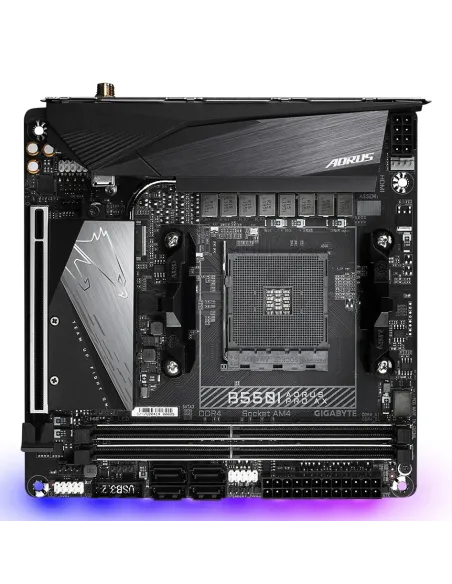 GIGABYTE B550I AORUS PRO AX Placa base - Procesadores AMD Ryzen 5000, VRM de 8 fases, hasta 5300 MHz DDR4, 1xPCIe 4.0 + 1xPCIe