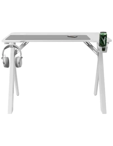 Mars Gaming MGD100RGB, Mesa Gaming Ergonómica RGB, Alfombrilla XXL, Soporte Auriculares y Bebida, Escritorio PC, 100x60cm,