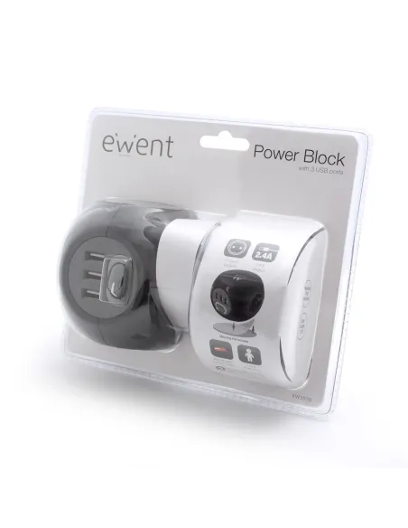 Ewent EW3938 adaptador e inversor de corriente Interior Negro