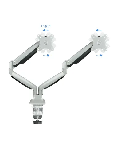 TooQ Soporte de Mesa Giratorio e Inclinable para 2 Pantallas (Monitor   TV Plasma   LCD   LED) 13” – 32”, de Dos Brazos, Plata