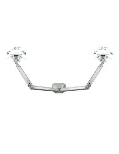 TooQ Soporte de Mesa Giratorio e Inclinable para 2 Pantallas (Monitor   TV Plasma   LCD   LED) 13” – 32”, de Dos Brazos, Plata