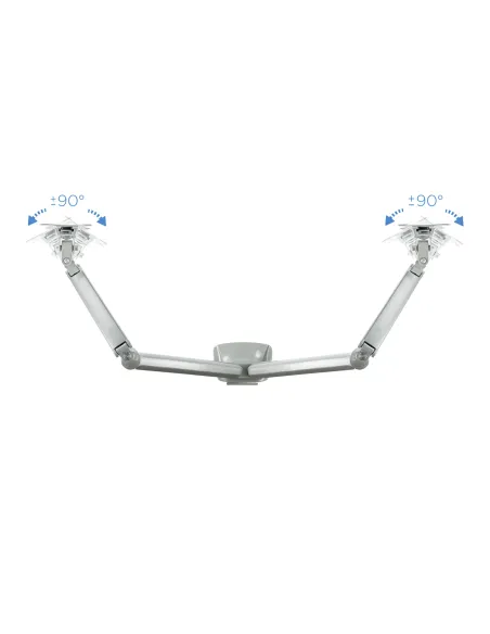 TooQ Soporte de Mesa Giratorio e Inclinable para 2 Pantallas (Monitor   TV Plasma   LCD   LED) 13” – 32”, de Dos Brazos, Plata