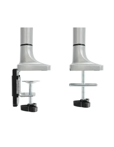 TooQ Soporte de Mesa Giratorio e Inclinable para 2 Pantallas (Monitor   TV Plasma   LCD   LED) 13” – 32”, de Dos Brazos, Plata