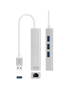 Nanocable Conversor USB 3.0 a Ethernet Gigabit + 3xUSB 3.0, Plata, 15 cm 2
