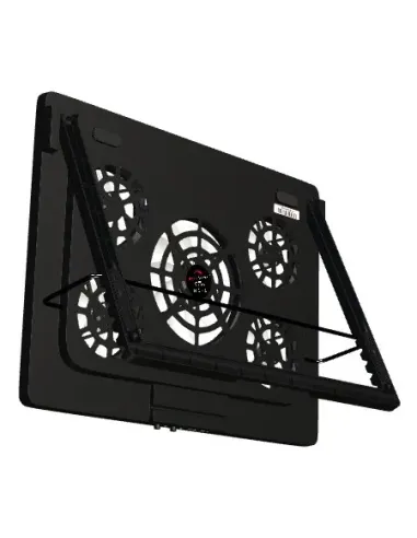 Mars Gaming MNBC2, Base Refrigeradora y Stand para Portátiles Hasta 17.3”, Iluminación LED Roja, 5x Ventiladores UA5, Regulable