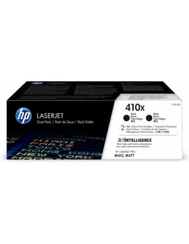 HP Paquete de 2 cartuchos de tóner negro Originales HP LaserJet 410X de alta capacidad