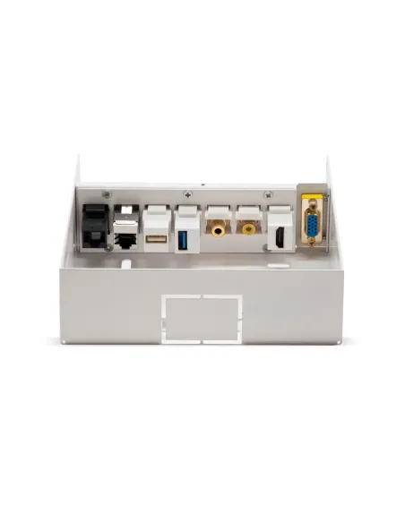 Nanocable Caja de conexiones multimedia de pared VGA+HDMI+JACK3.5+RCA+2xUSB+2xRJ45, Blanco