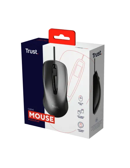 Trust Carve ratón Oficina Ambidextro USB tipo A Óptico 1200 DPI