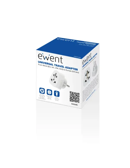 Ewent EW1480 adaptador de enchufe eléctrico Universal Blanco