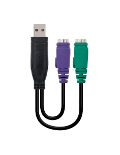 Nanocable CONVERSOR PS 2(TECLADO+RATON) A USB, TIPO 2xPS 2 H-A M, 15 CM