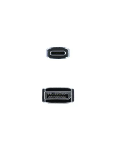 Nanocable 10.15.5002 adaptador de cable de vídeo 1,8 m USB Tipo C DisplayPort Aluminio, Negro