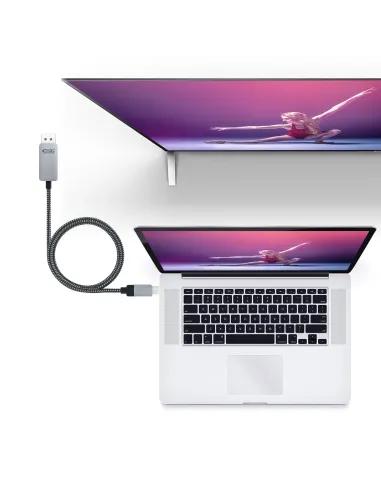 Nanocable 10.15.5002 adaptador de cable de vídeo 1,8 m USB Tipo C DisplayPort Aluminio, Negro