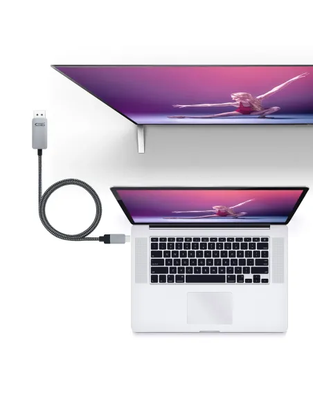 Nanocable 10.15.5002 adaptador de cable de vídeo 1,8 m USB Tipo C DisplayPort Aluminio, Negro