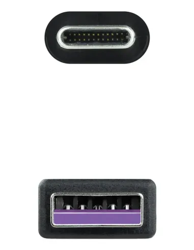 Nanocable USB 2.0, 0.5m cable USB 0,5 m USB C USB A Negro