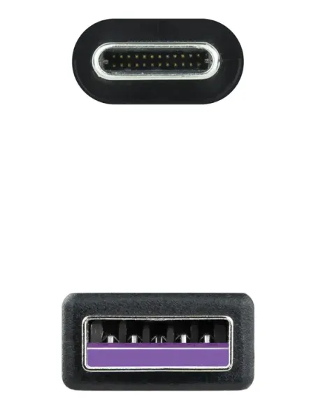 Nanocable USB 2.0, 0.5m cable USB 0,5 m USB C USB A Negro