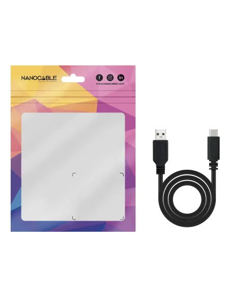 Nanocable USB 2.0, 0.5m cable USB 0,5 m USB C USB A Negro