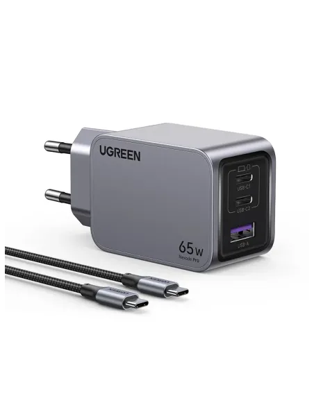 Ugreen 25871 cargador de dispositivo móvil Universal Gris Corriente alterna Carga rápida Interior