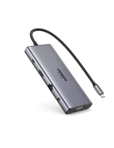 Ugreen 11-in-1 USB-C Hub to 3x USB-C 2x USB-A HDMI VGA RJ45 SD TF 3.5mm - Gray Acoplamiento Base Gris 2