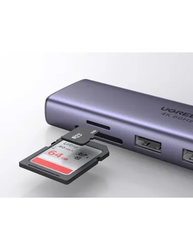 Ugreen 60515 base para portátil y replicador de puertos Alámbrico USB 3.2 Gen 1 (3.1 Gen 1) Type-C Gris