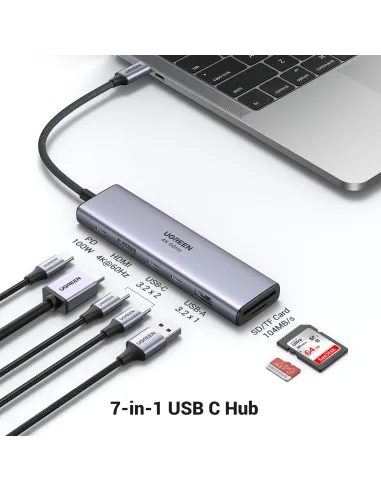 Ugreen REVODOK 7-IN-1 4K@60HZ HDMI DOCK Acoplamiento Base Gris