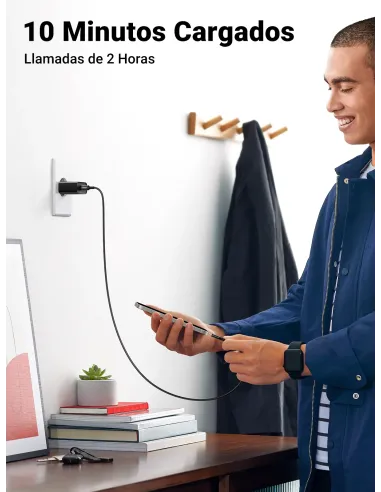 Ugreen 10191 cargador de dispositivo móvil Universal Negro Corriente alterna Carga rápida Interior