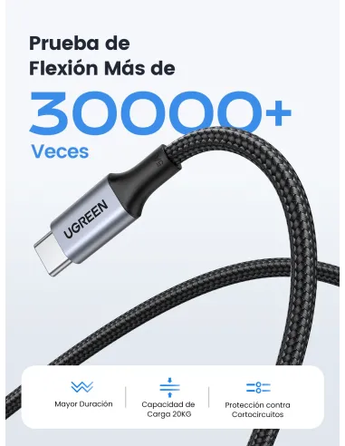 Ugreen 70427 cable USB USB 2.0 1 m USB C Negro, Plata