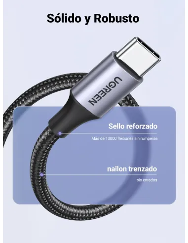 Ugreen 60126 cable USB 1 m USB C USB A Negro, Gris