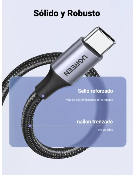 Ugreen 60126 cable USB 1 m USB C USB A Negro, Gris