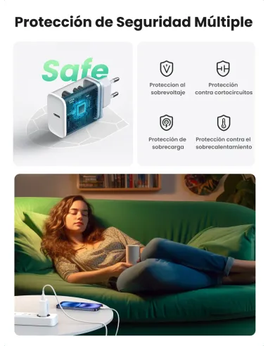 Ugreen 60450 cargador de dispositivo móvil Universal Blanco Corriente alterna Carga rápida Interior