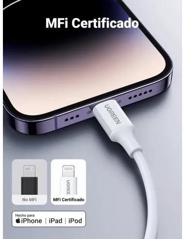 Ugreen 10493 cable de conector Lightning 1 m Blanco