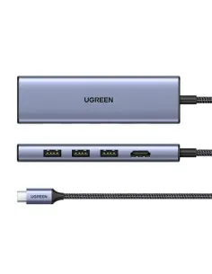 Ugreen 20956A hub de interfaz USB Tipo C 5000 Mbit s Plata