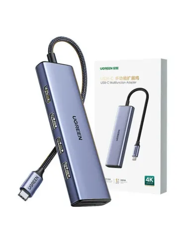 Ugreen 20956A hub de interfaz USB Tipo C 5000 Mbit s Plata