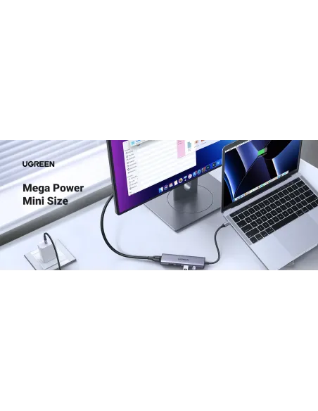 Ugreen 20956A hub de interfaz USB Tipo C 5000 Mbit s Plata